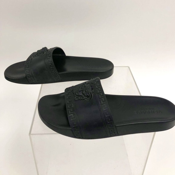 Versace \'Medusa Head\' Unisex Black Slides Sandals - Size 9 / COA main image 14